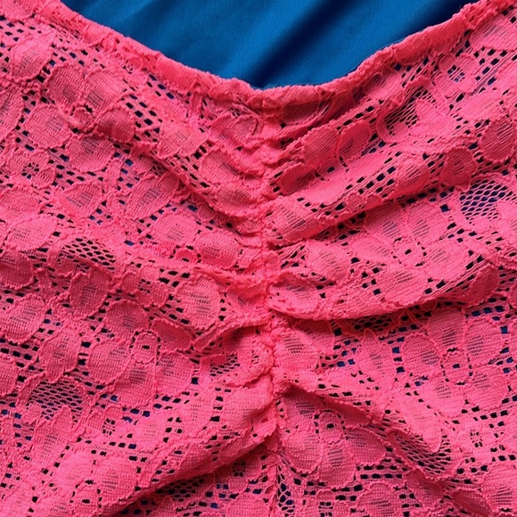 💗 Y2K Vintage Hot Pink Lace Cut out Mini Dress , Size: M - Picture 12 of 14
